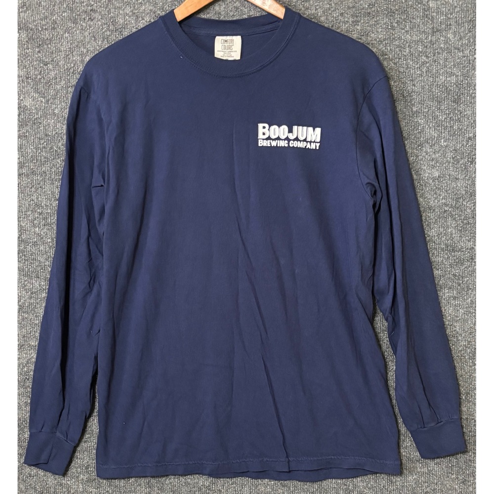 BOOJUM Brewing Co. T-Shirt Mens Medium Long Sleeve‎ Navy Blue Comfortable Colors
